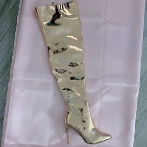 Rose Gold High Over the knee Heeled Boots
